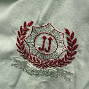 Vintage 80s 90s white Jou Jou white shirt with crest. Preppy. Pleated.